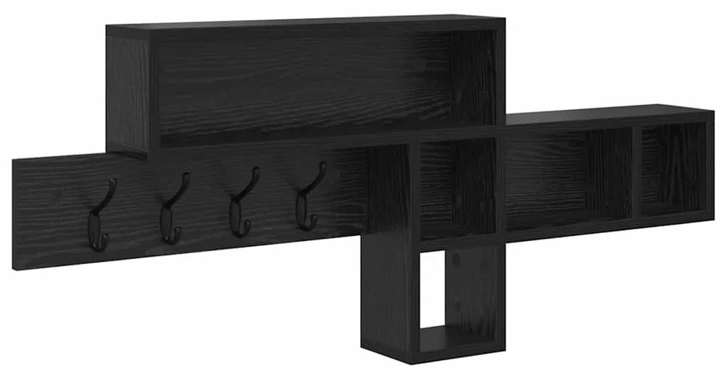 vidaXL Τοίχου Κρεμάστρα με ράφι Μαύρη δρυς 100 x 12 x 43.5 εκ