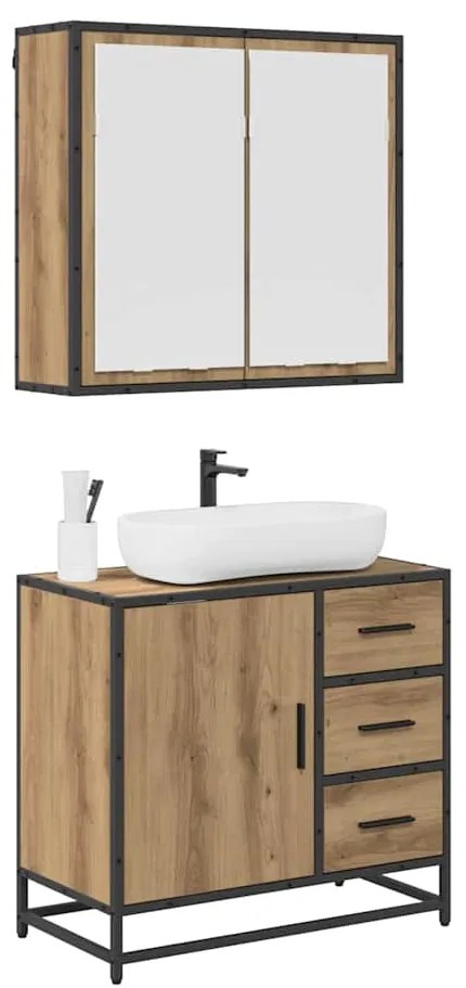 vidaXL Σετ Επίπλων Μπάνιου με πόρτα 2 pcs artisan δρυς 65 x 33 x 60 εκ
