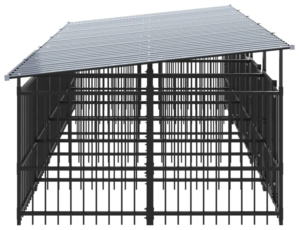 vidaXL Υπαίθριο Κλουβί Σκύλων με Οροφή από Χάλυβα 9,38 μ²