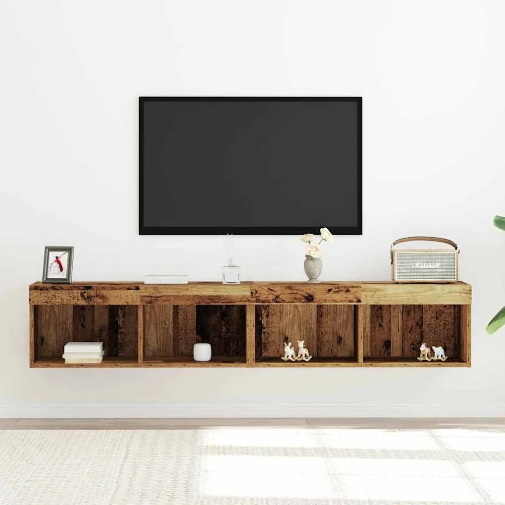 vidaXL Ντουλάπι TV Επιτοίχιο 2 pcs Παλαιό ξύλο 80 x 30 x 30 εκ