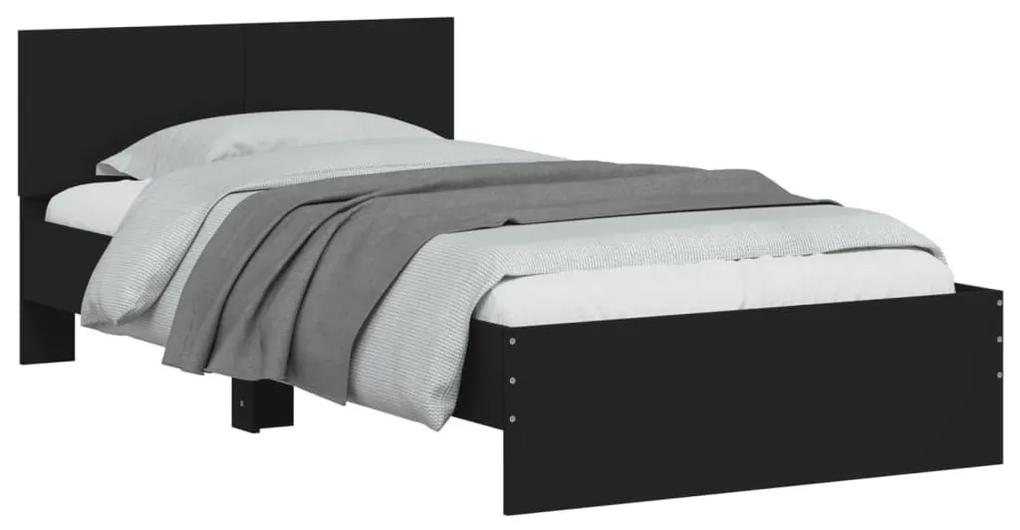 Πλαίσιο Κρεβατιού με Κεφαλάρι και LED Μαύρο 100 x 200 εκ. - Μαύρο