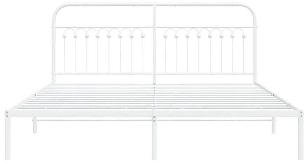Πλαίσιο Κρεβατιού με Κεφαλάρι Λευκό 183x203 εκ. Μεταλλικό - Λευκό