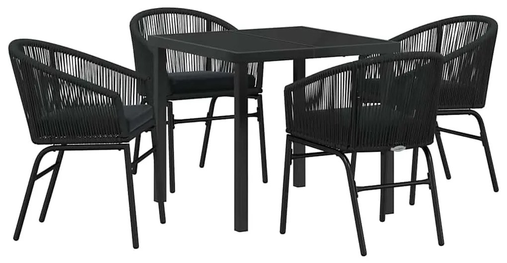 vidaXL Σέτ φαγητού για κήπο 5 pcs Μαύρο Πολυ ράταν