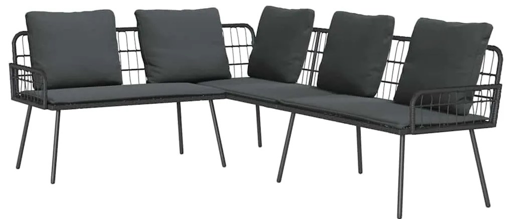 vidaXL Σετ Καναπέ Κήπου 2 pcs Μαύρο συνθετικό ρατάν