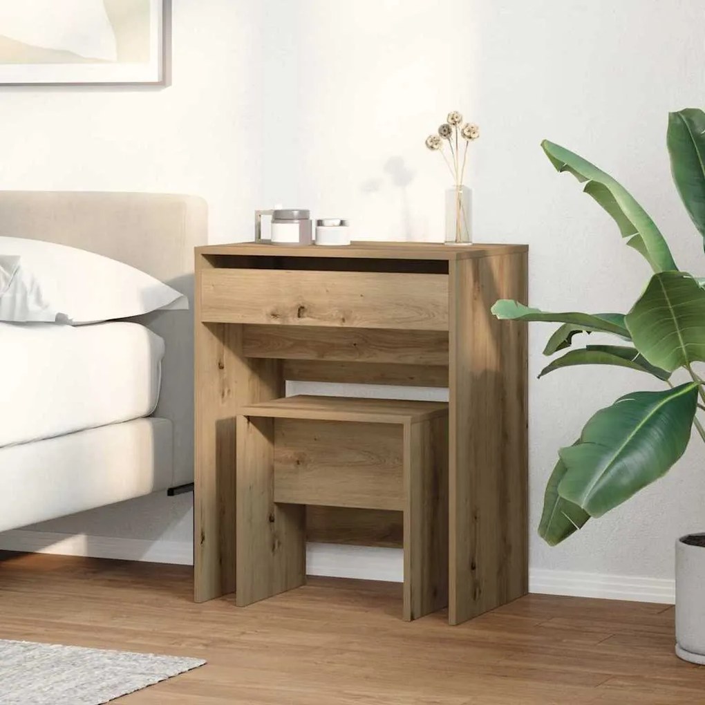 vidaXL Τραπέζι ντυσίματος με συρτάρι artisan δρυς 60 x 40 x 75 cm
