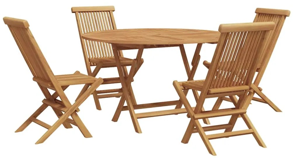 vidaXL Σέτ φαγητού για κήπο 5 pcs Καφέ Στερεό Ξύλο Τίκ