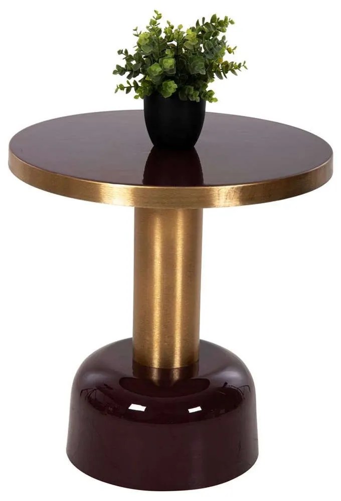 Τραπεζάκι Βοηθητικό Erode HM4242.06 Φ50,5x52,5cm Cherry-Gold Metal