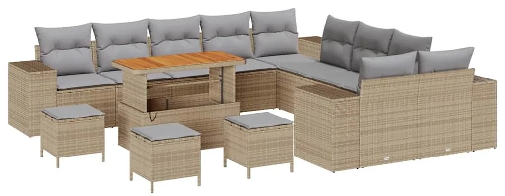vidaXL Σετ Καναπέ Κήπου 14 pcs Μπεζ, Ανοιχτό Γκρι 110 x 55 x 71 εκ