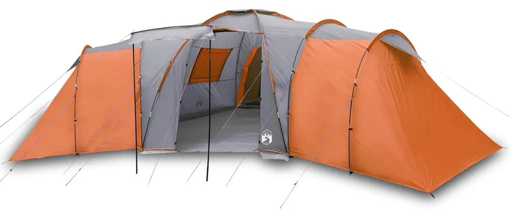 vidaXL Σκηνή Οικογενειακή Θόλος 12 Ατόμων Αδιάβροχη Γκρι/Πορτοκαλί