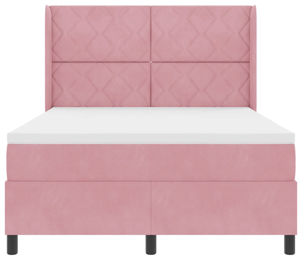 vidaXL Κρεβάτι με ελατήρια με κεφαλάρι Ροζ 160 x 200 cm Βελούδο