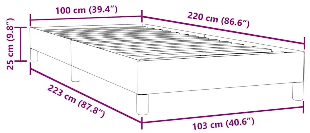 Box Spring Κρεβάτι χωρίς στρώμα Σκούρο γκρι 100x220 εκ. - Γκρι