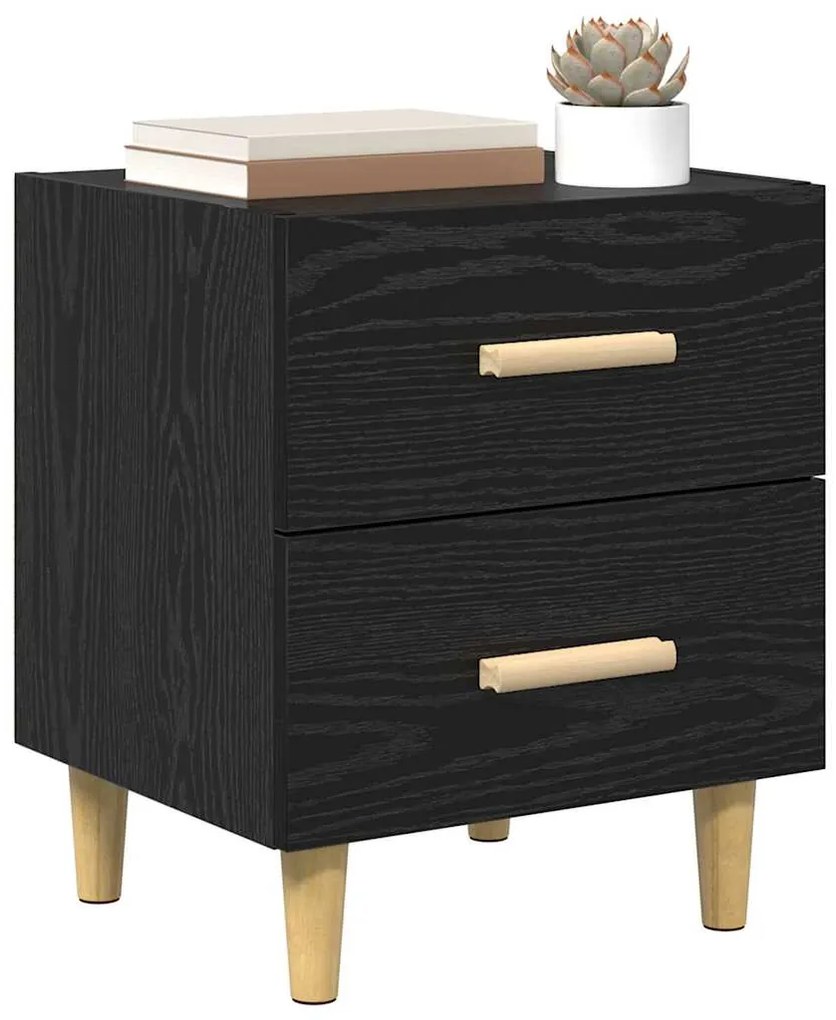 vidaXL Ντουλάπι κρεβατιού με συρτάρι Μαύρη Οξυά 40 x 35 x 47.5cm