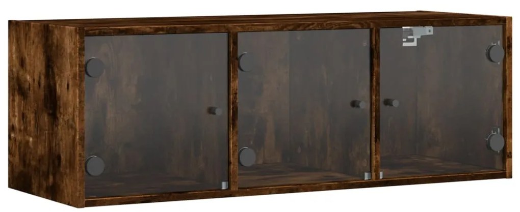vidaXL Ντουλάπι Τοίχου Καπνιστή Δρυς 102x37x35 εκ. Γυάλινες Πόρτες