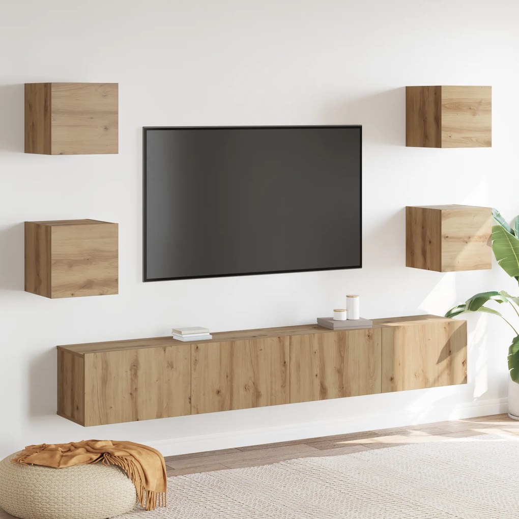 vidaXL Σετ επίπλου τηλεόρασης 6 pcs Καφέ 200 x 30 x 30 cm Μοριοσανίδα