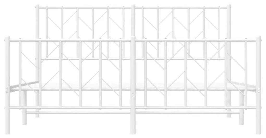 Πλαίσιο Κρεβατιού με Κεφαλάρι/Ποδαρικό Λευκό 150x200 εκ Μέταλλο