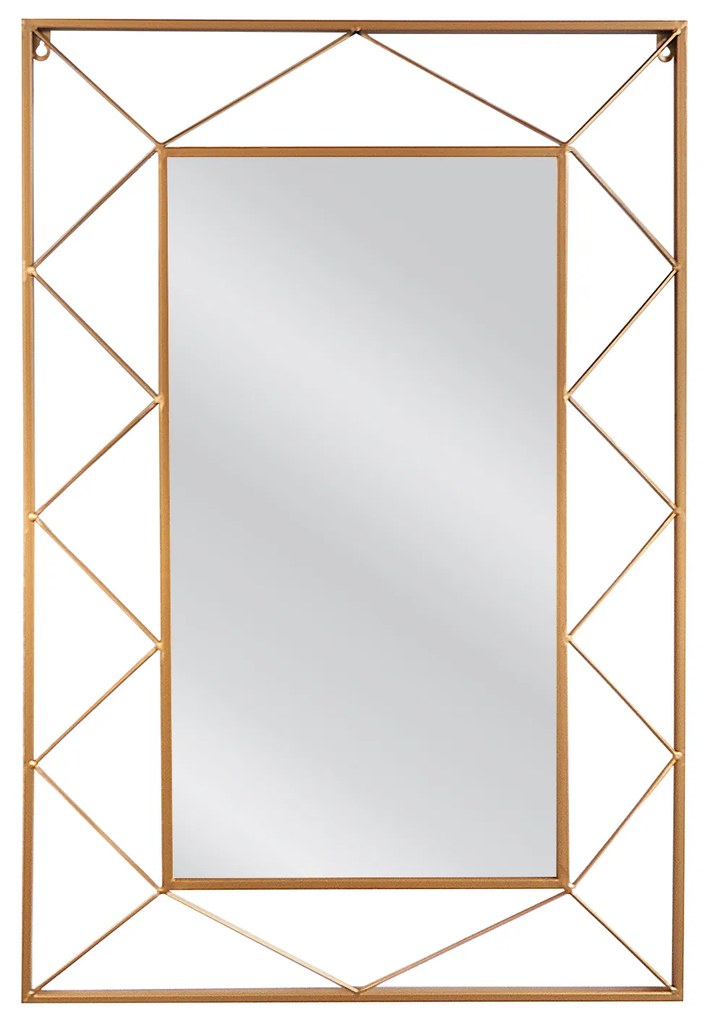 Καθρέπτης Τοίχου ELESSAR Χρυσό Μέταλλο/Γυαλί 90x5x58cm - Γυαλί - 14790020