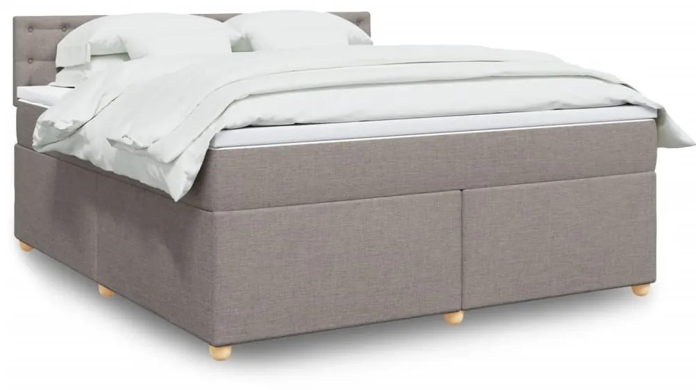 Κρεβάτι Boxspring με Στρώμα Taupe 180x200 εκ. Υφασμάτινο - Μπεζ-Γκρι