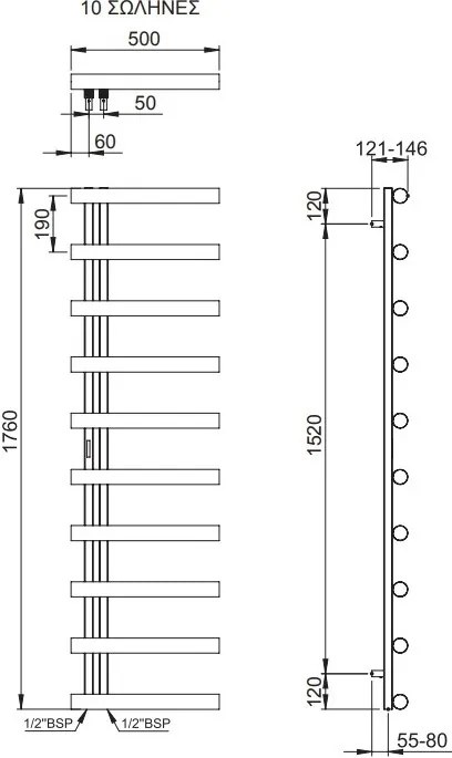 Πετσετοκρεμάστρα θερμαινόμενη Inox Accent III-Mauro