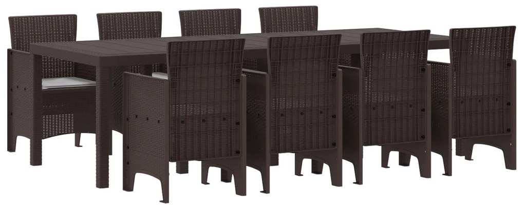 vidaXL Σετ Τραπεζαρίας Κήπου 9 pcs Καφέ 250 x 100 x 73 εκ