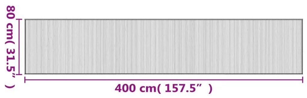 Χαλί Ορθογώνιο Μαύρο 80 x 400 εκ. Μπαμπού - Μαύρο