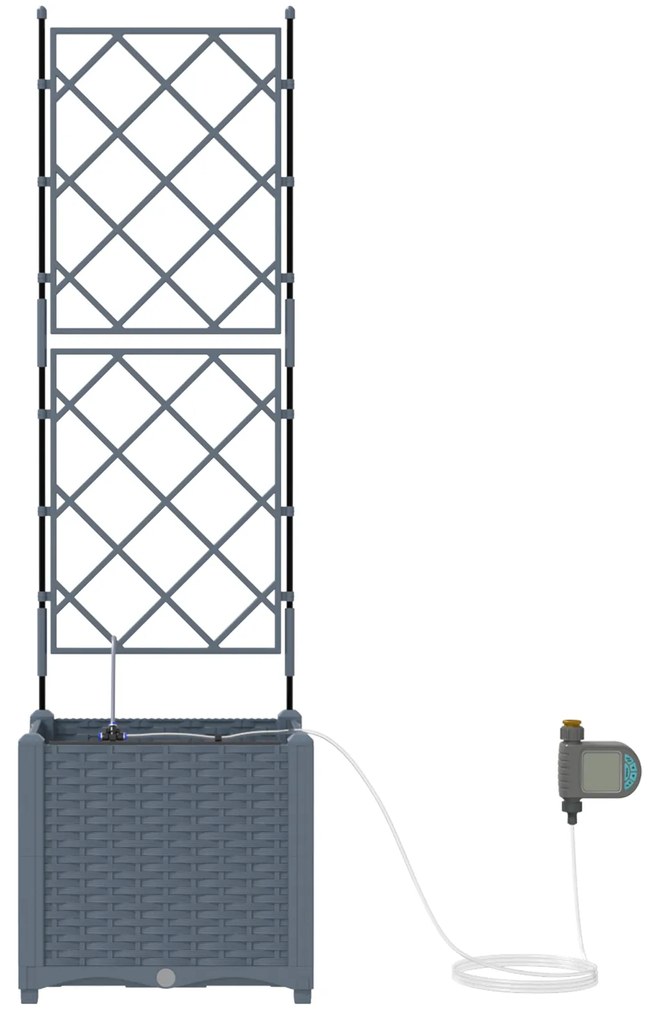 vidaXL Γλάστρες Κήπου 1 τεμ Ανοιχτό γκρι 40 x 40 x 142 cm Πλαστικό