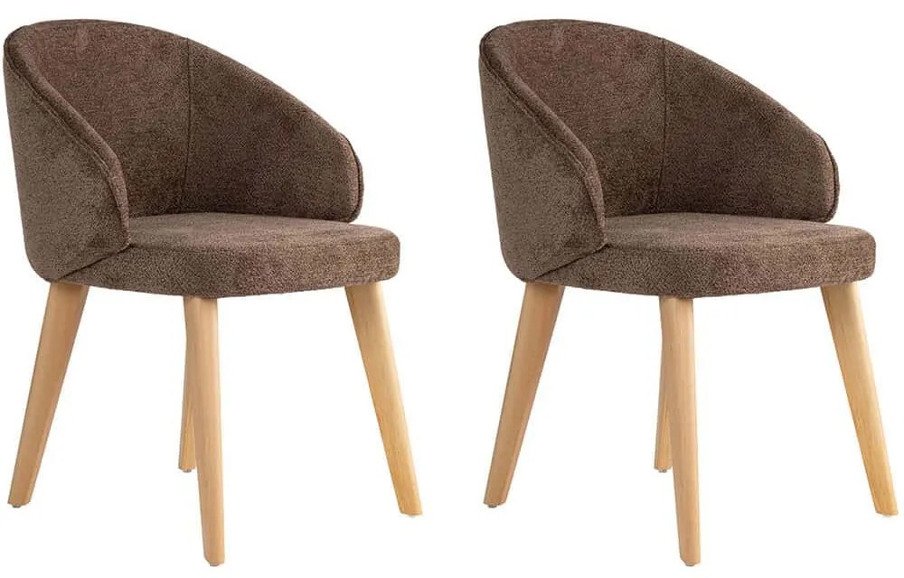 Καρέκλα Bentley (Σετ 2Τμχ) 566WYL1115 48x58x86cm Brown-Oak Wood, Fabric