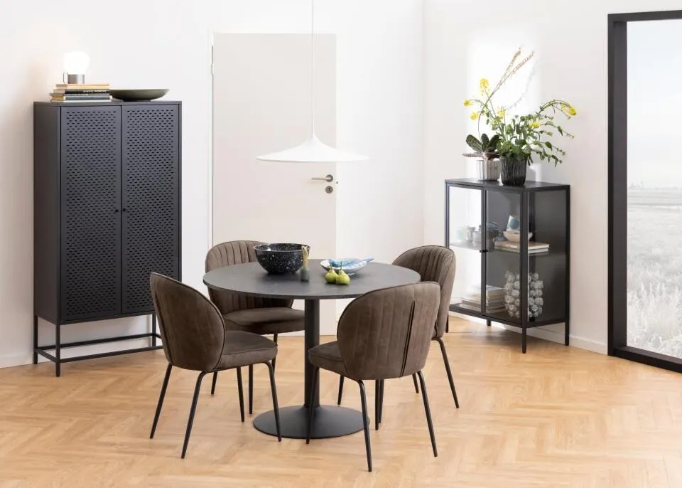 Βιβλιοθήκη Oakland J115, Κλειστό, Μέταλλο, 160x80x40cm, Μαύρο