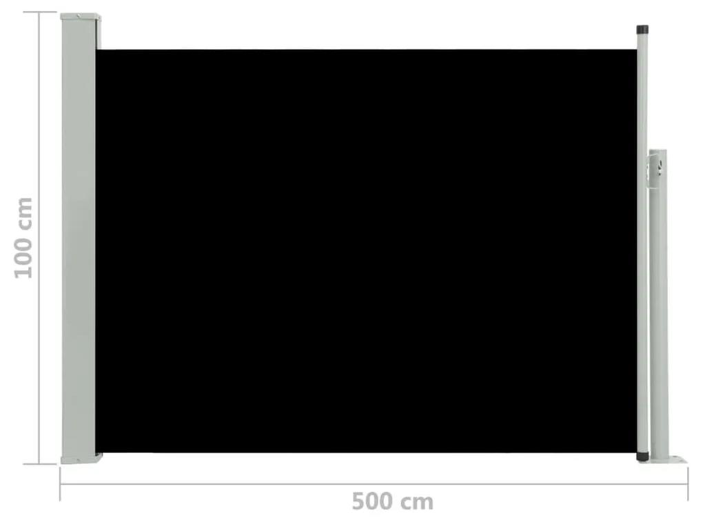 Σκίαστρο Πλαϊνό Συρόμενο Βεράντας Μαύρο 100 x 500 εκ. - Μαύρο