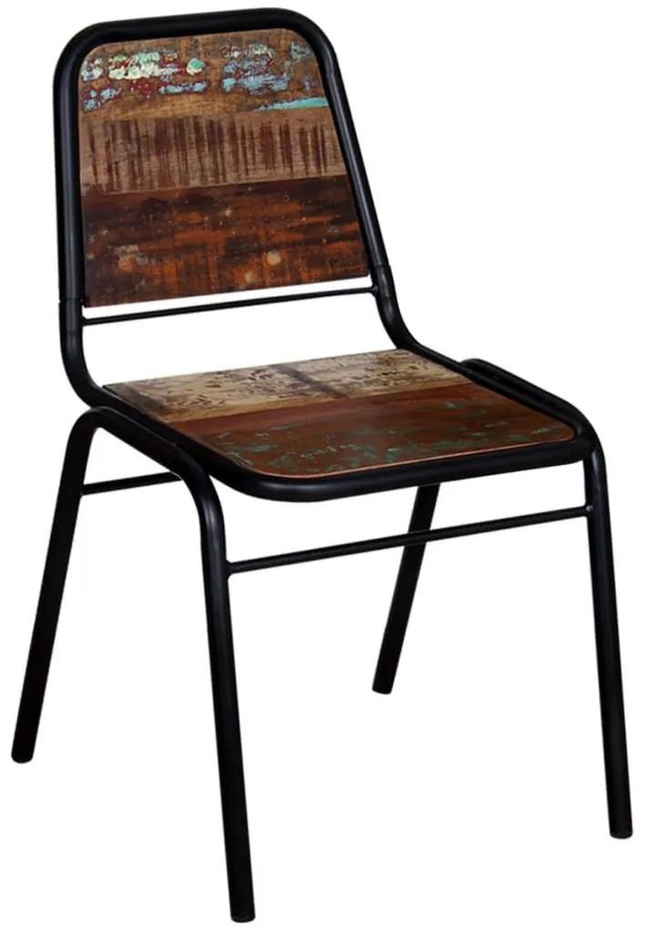 Καρέκλες Τραπεζαρίας 4 τεμ. από Μασίφ Ανακυκλωμένο Ξύλο - Πολύχρωμο
