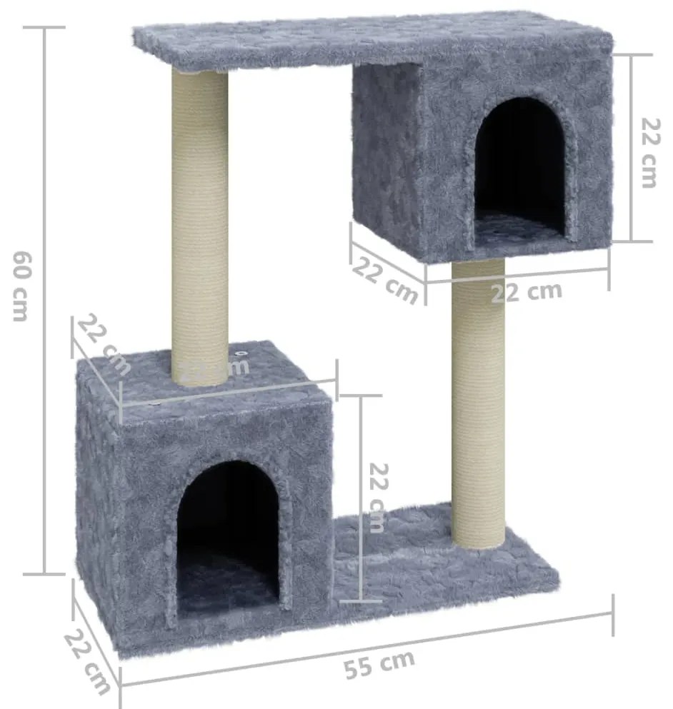 vidaXL Γατόδεντρο Aνοιχτό Γκρι 60 εκ. με Στύλους Ξυσίματος από Σιζάλ