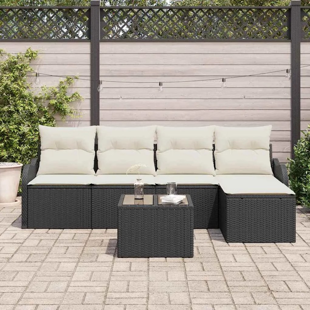 vidaXL Σετ Καναπέ Κήπου με μαξιλάρι 6 pcs Μαύρο Πολυ ράταν