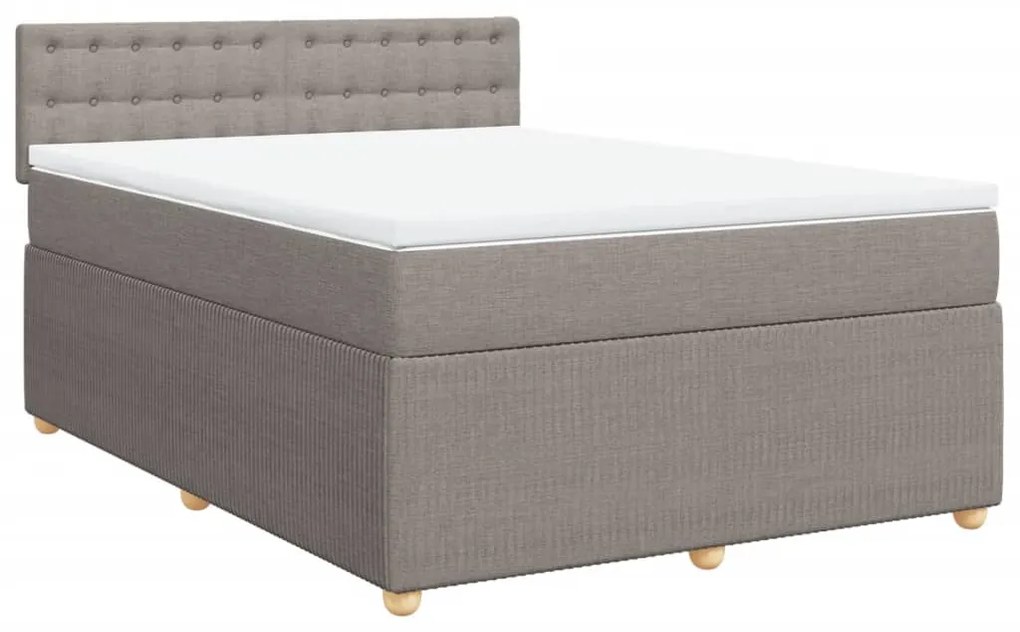 vidaXL Κρεβάτι Boxspring με Στρώμα Taupe 140x190 εκ. Υφασμάτινο