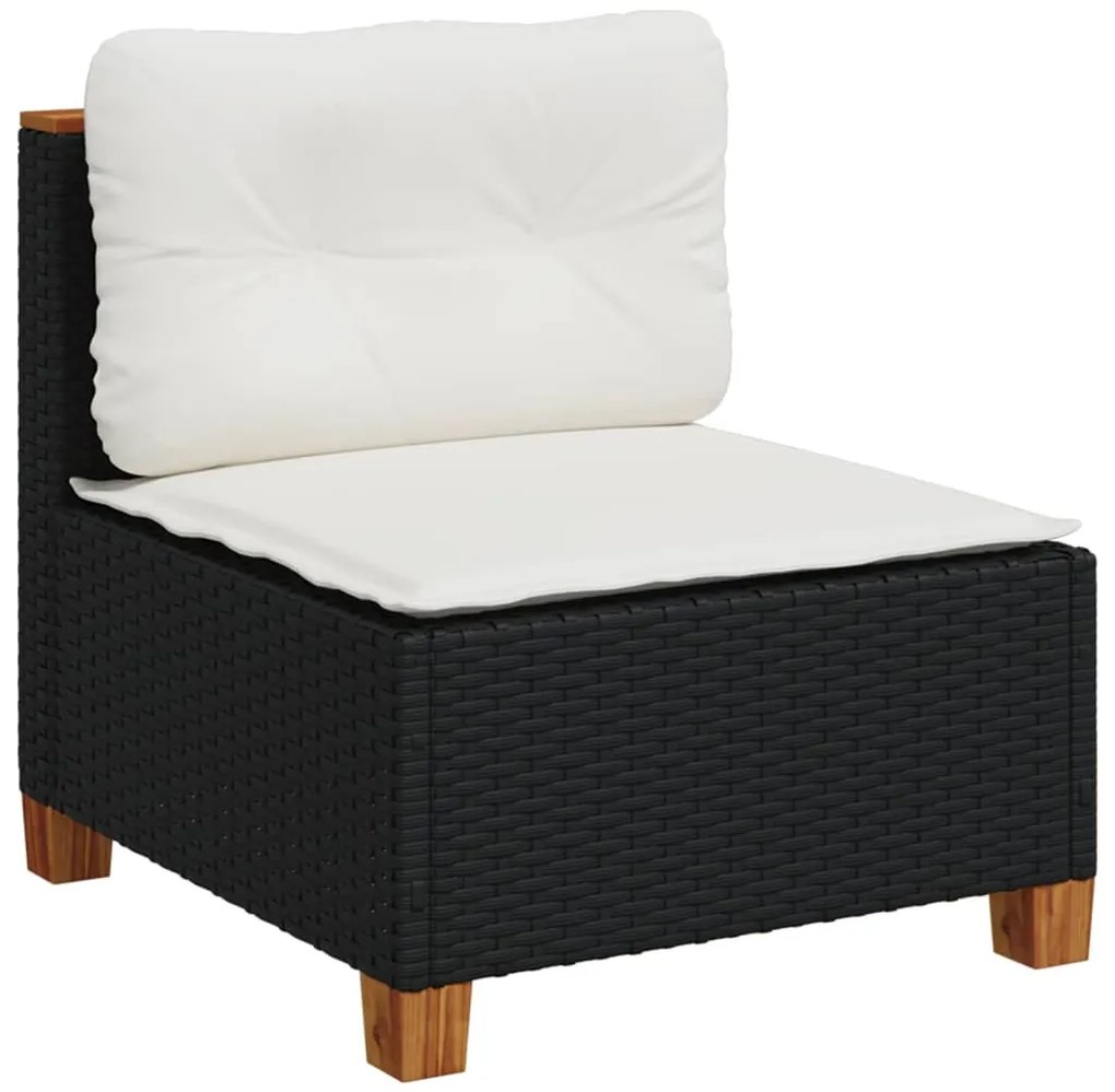 vidaXL Σαλόνι Κήπου Σετ 9 Τεμαχίων Μαύρο από Συνθ. Ρατάν με Μαξιλάρια