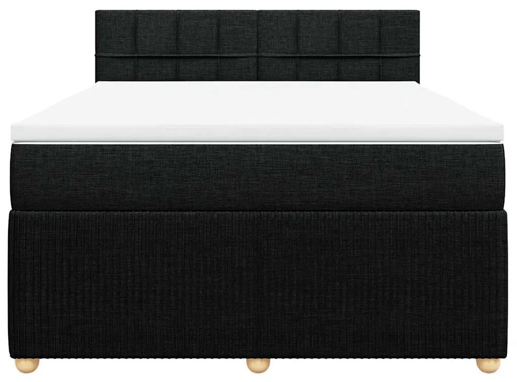 vidaXL Κρεβάτι Boxspring με Στρώμα Μαύρο 140x190 εκ. Υφασμάτινο