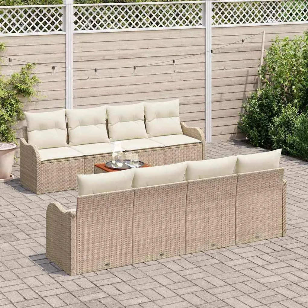 vidaXL Σετ Καναπέ Κήπου 9 pcs Μπεζ, λευκό