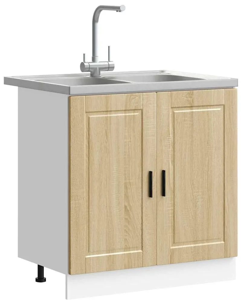 vidaXL Βάση νιπτήρα 2 pcs Καφέ 80 x 46 x 84.5 εκ. Επεξεργασμένο ξύλο