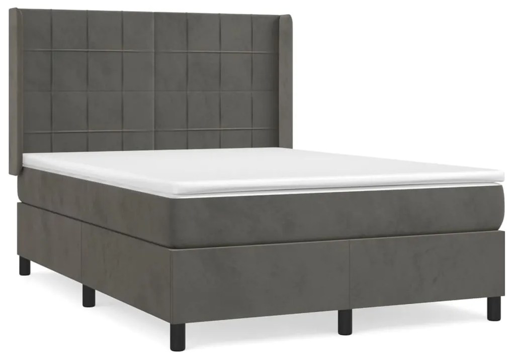 ΚΡΕΒΑΤΙ BOXSPRING ΜΕ ΣΤΡΩΜΑ ΣΚΟΥΡΟ ΓΚΡΙ 140X200 ΕΚ. ΒΕΛΟΥΔΙΝΟ 3132682