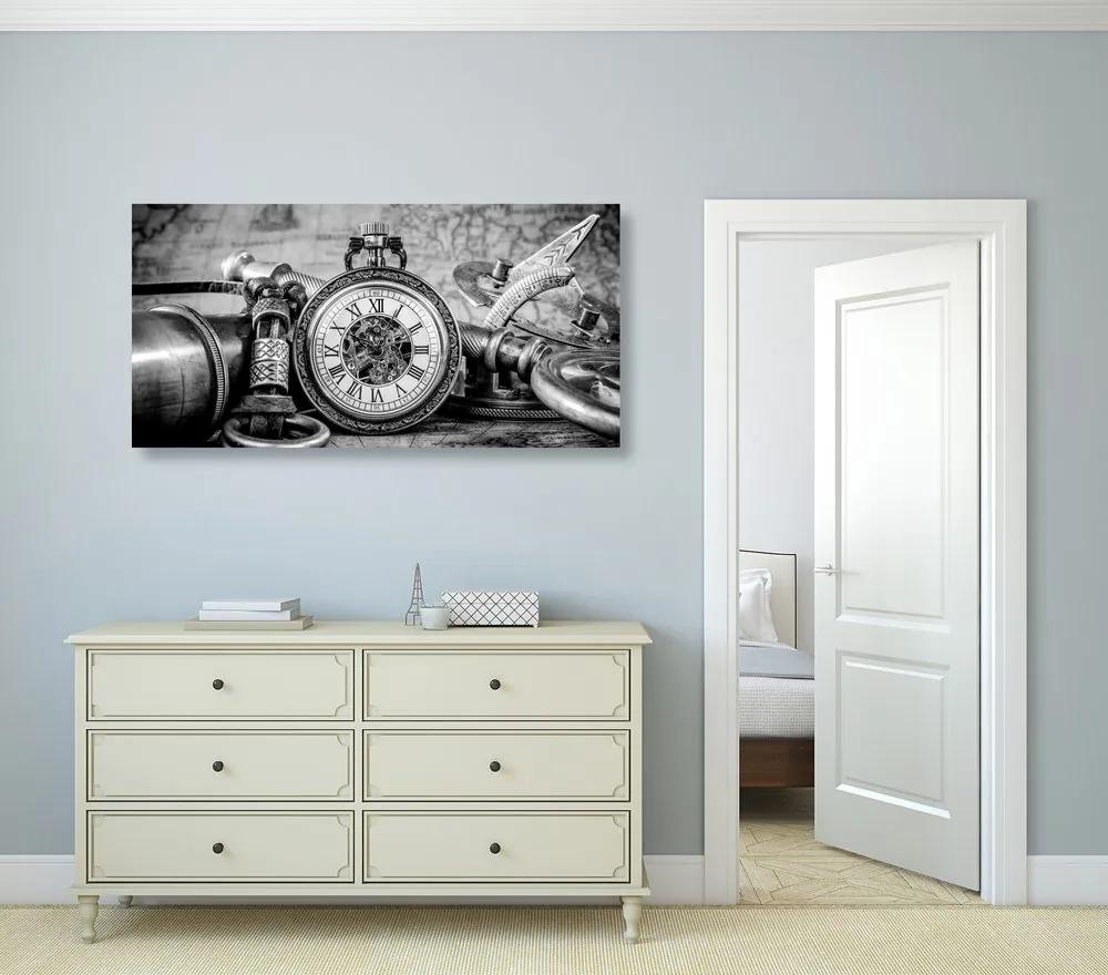 Ρολόι με εικόνα από το παρελθόν σε ασπρόμαυρο - 100x50