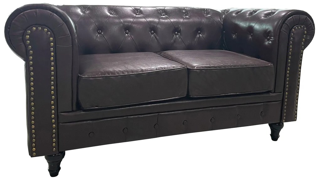 Καναπές Διθέσιος ArteLibre AVERY Σκούρο Καφέ PU 155x90x73cm-14290074