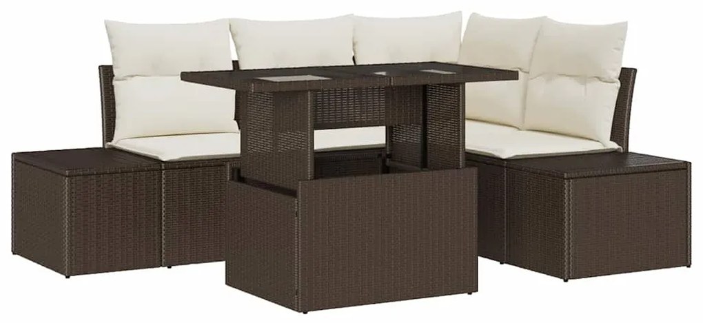 vidaXL Σετ Καναπέ Κήπου 5 pcs Καφέ και κρεμ 100 x 55 x 73 εκ