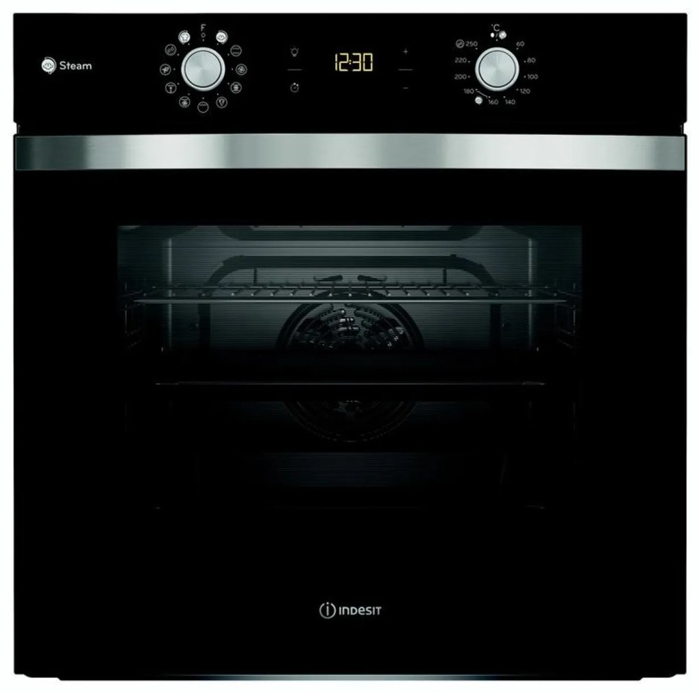 Indesit IFWS 4841 JH BL Φούρνος άνω Πάγκου 71lt Π59.5εκ. Υδρόλυση Μαύρος
