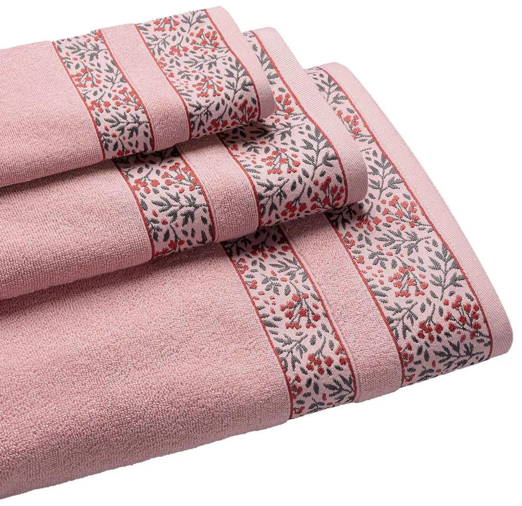 ΠΕΤΣΕΤΑ BLOOM PINK Ροζ Σετ πετσέτες 3 τεμαχίων (30 x 50 + 50 x 90 + 80 x 150 εκ.) MADI