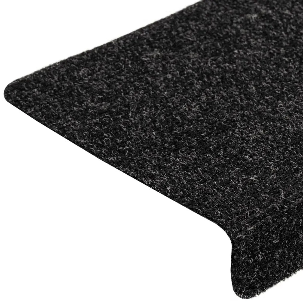 vidaXL Πατάκια Σκαλιών Αυτοκόλλητα 10 τεμ. 65x21x4 εκ. Μαύρα Ορθογώνια Άκρη