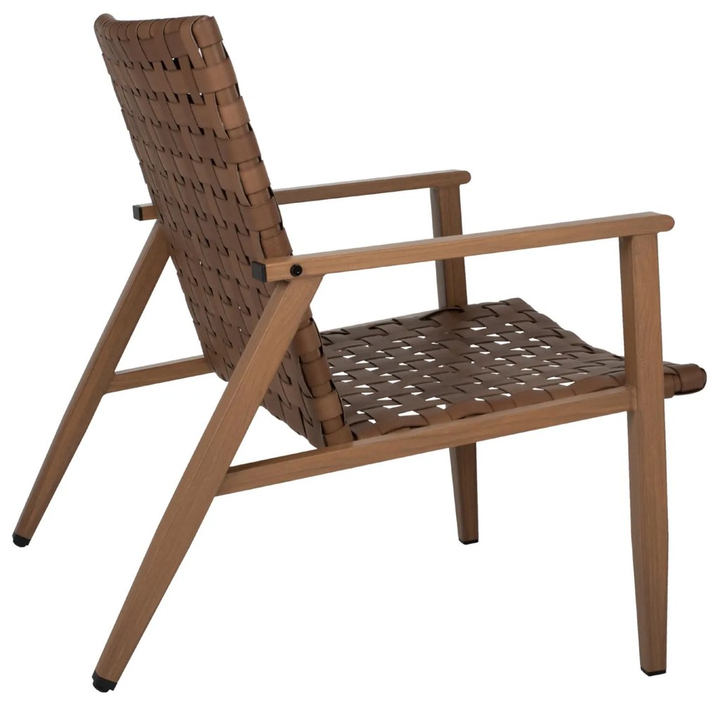 Πολυθρόνα FELIPE C5868.01 Μεταλλική Όψη Ξύλου με Rattan Δερμάτινη Όψη 63,5x75,5x77εκ. 63.5x75.5x77 εκ.