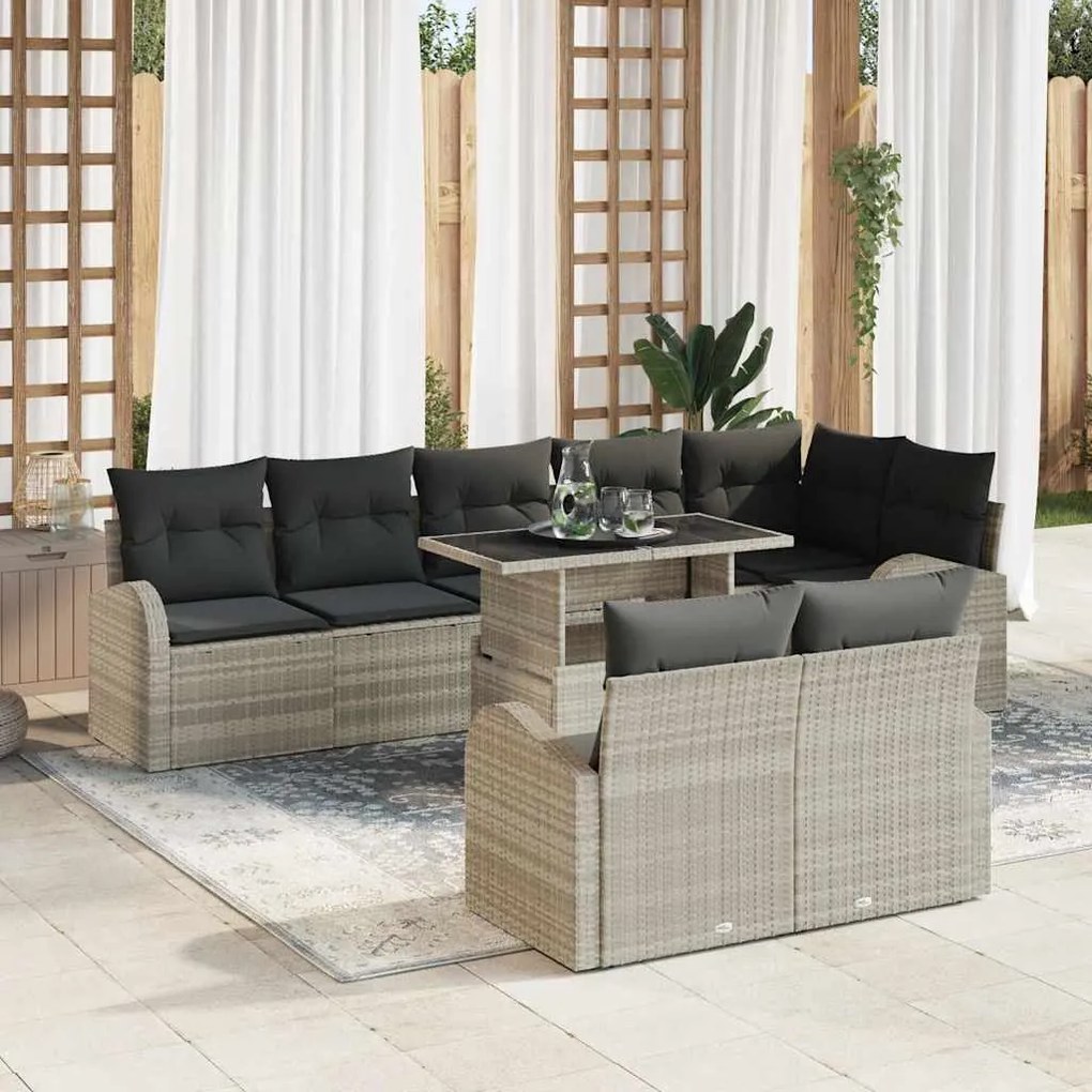 vidaXL Σετ Καναπέ Κήπου 9 pcs Ανοιχτό γκρι 100 x 55 x 73 εκ