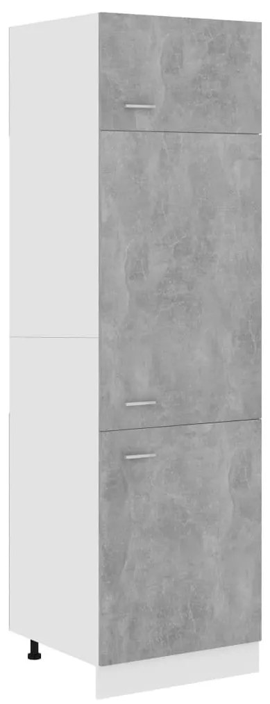Ντουλάπι Ψυγείου Γκρι Σκυροδέματος 60x57x207 εκ. Επεξ. Ξύλο - Γκρι