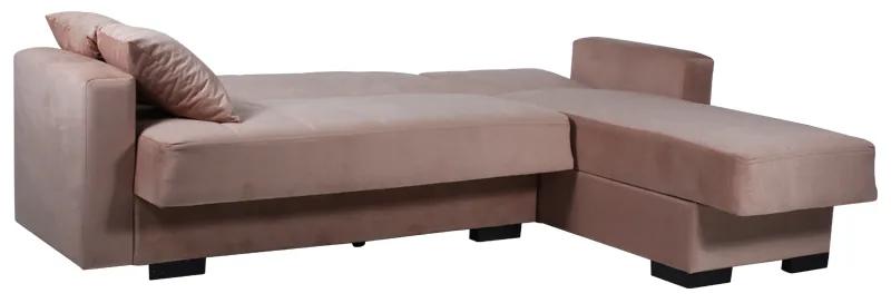 Artekko Igloiltag Καναπές Κρεβάτι Γωνιακός Σομόν Βελούδο (236x150x78)cm