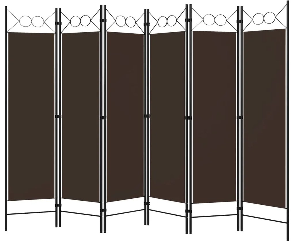 vidaXL Διαχωριστικό Δωματίου με 6 Πάνελ Καφέ 240 x 180 εκ.