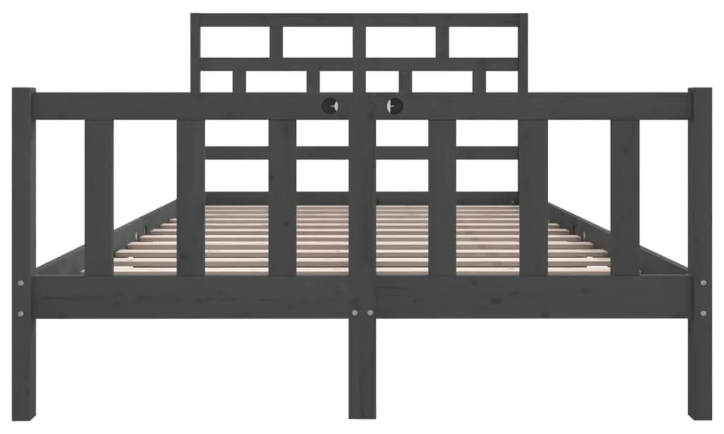 vidaXL Πλαίσιο Κρεβατιού Γκρι 150 x 200εκ. Μασίφ Ξύλο Πεύκου King Size