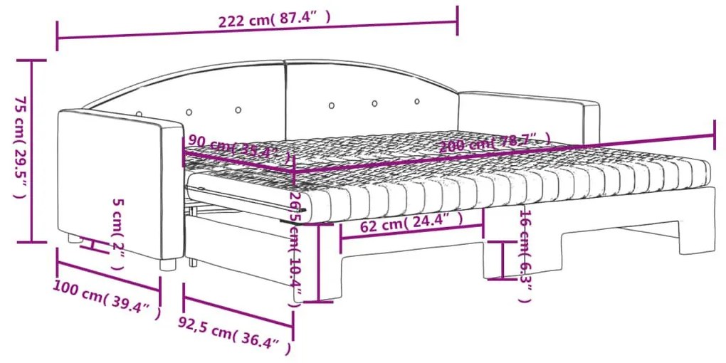 Καναπές Κρεβάτι Συρόμενος Μπλε 90x200 εκ. Βελούδινος Στρώματα - Μπλε